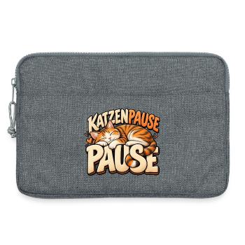 Katzenpause ist gut! Geschenkidee für Katzenfans - Laptoptasche 13" - Grau meliert - Vorne