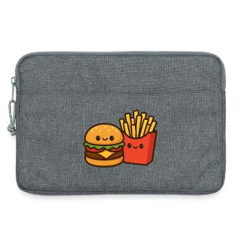 Kawaii Burger & Pommes Duo - Laptoptasche 13" - Grau meliert - Vorne