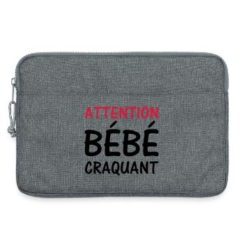 Attention BEBE craquant ! - Sacoche pour ordinateur portable 13 pouces - gris chiné - Devant