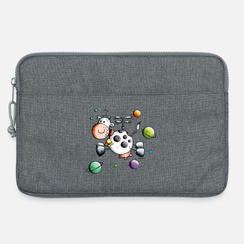 Kuh auf Weltreise - Laptoptasche 13" - Grau meliert