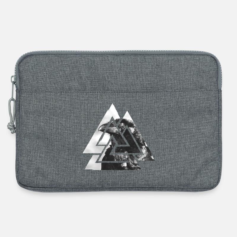 Valknut, Symbol von Odin - Mit schwarzem Raben - Laptoptasche 13" - Grau meliert