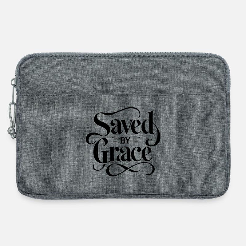 Saved by Grace Schriftzug Design - Laptoptasche 13" - Grau meliert