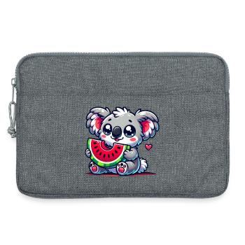 L’adorable koala déguste un morceau de pastèque - Sacoche pour ordinateur portable 13 pouces - gris chiné - Devant