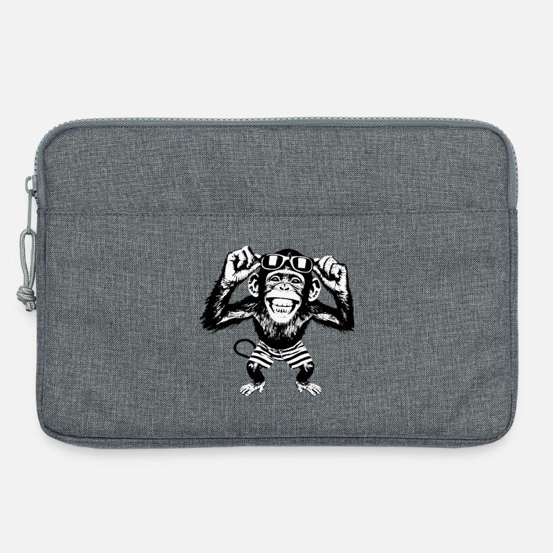 Grinsender Affe mit Sonnenbrille - Laptoptasche 13" - Grau meliert