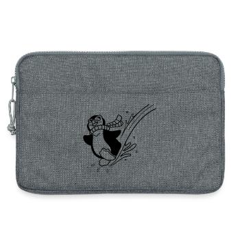 Pinguin-Spaß zum Ausmalen für Kinderbekleidung - Laptoptasche 13" - Grau meliert - Vorne