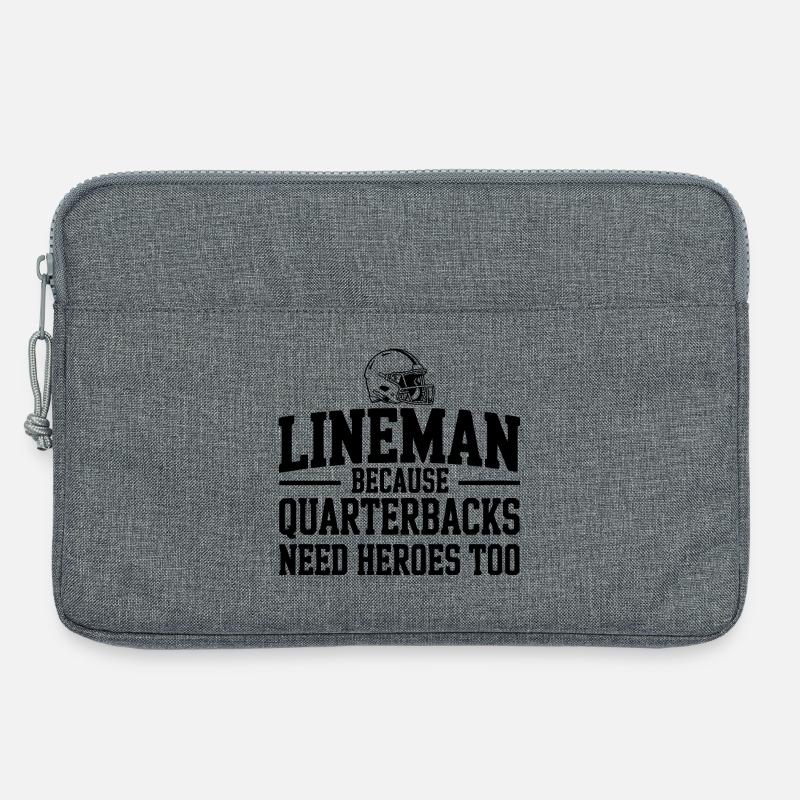 Lineman Because Quarterbacks Need Heroes Too - Laptop bag 13" - heather grey