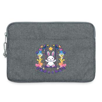 Cheerful bunny swing design - Laptop bag 13" - heather grey - Front