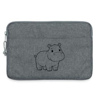 Süßes Baby Nilpferd Comic Outline - Laptoptasche 13" - Grau meliert - Vorne