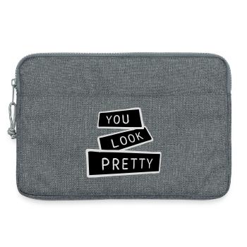 You Look Pretty Funny Complement Self Love Logo - Laptop bag 13" - heather grey - Front