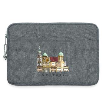 Augsburger Stadtsilhouette, Handzeichnung Rathaus - Laptoptasche 13" - Grau meliert - Vorne