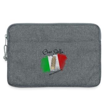 Leaning Tower on Italian Flag Brush - Laptop bag 13" - heather grey - Front