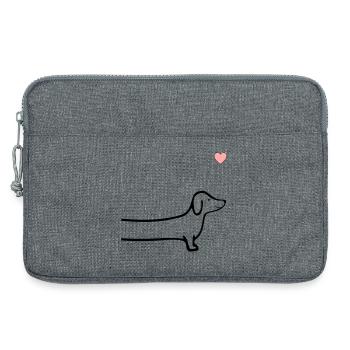 Dachshund Heart Dogs - Laptop bag 13" - heather grey - Front