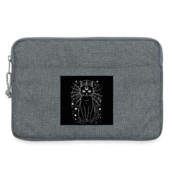 Magic Cat und Crescent Moon – Hexen-Goth - Laptoptasche 13" - Grau meliert - Vorne