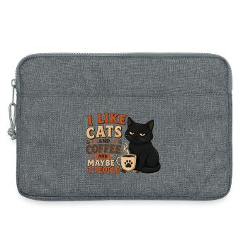 Ich mag Katzen und Kaffee und vielleicht drei Leute - Laptoptasche 13" - Grau meliert - Vorne