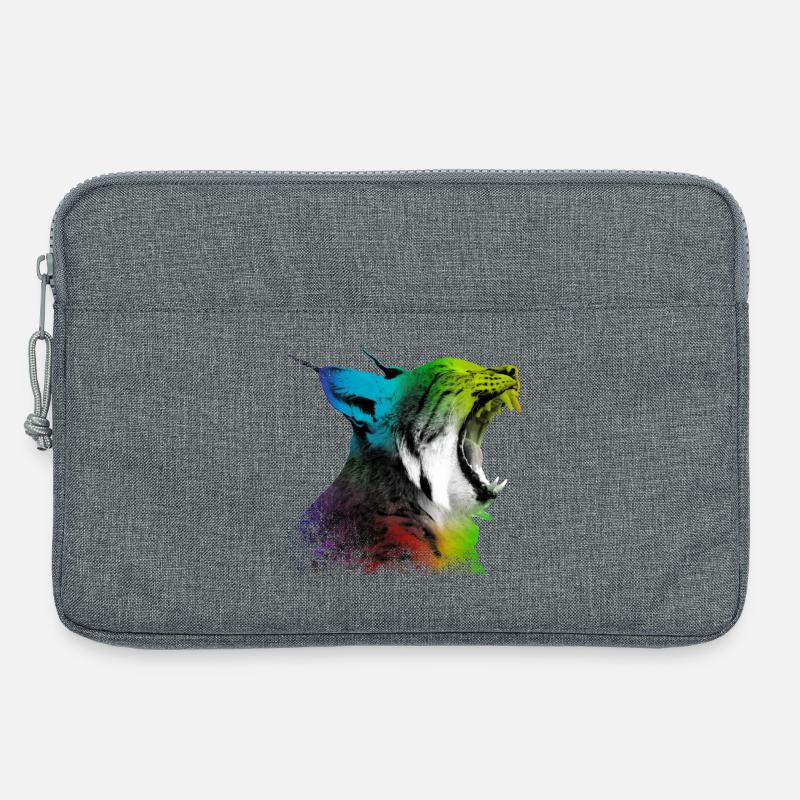 Gähnender Luchs - Laptoptasche 13" - Grau meliert