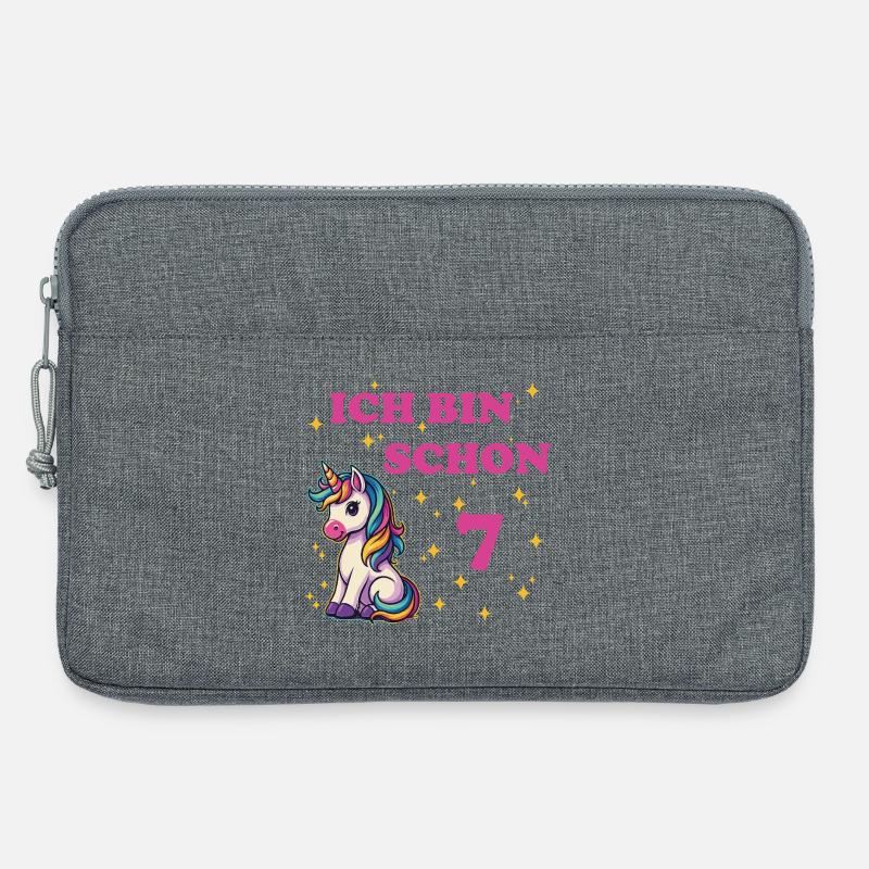 Kindergeburtstag 7, Tanzendes Lustiges Einhorn - Laptoptasche 13" - Grau meliert