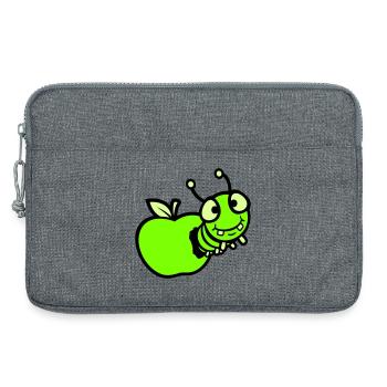 Caterpillar peeps apple hole comic funny cute cute - Laptop bag 13" - heather grey - Front