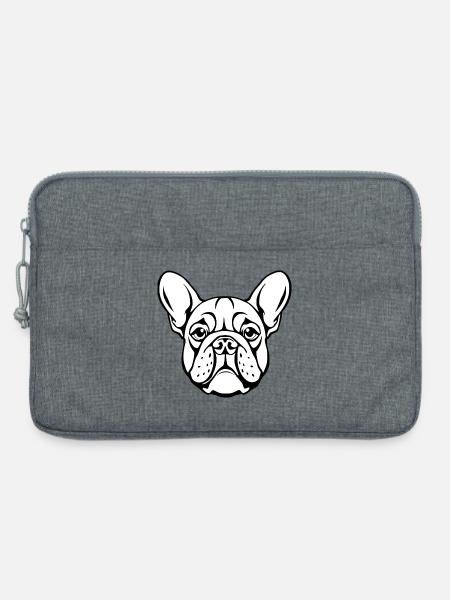 Bulldogge Hunde Hundekopf T-shirt Geschenk - Laptoptasche 13" - Grau meliert