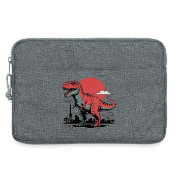 Horizon de la ville avec T-Rex et soleil en arrière-plan - Sacoche pour ordinateur portable 13 pouces - gris chiné - Devant