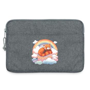 Rot Panda im Regenbogen-Wolkenkuchen - Laptoptasche 13" - Grau meliert - Vorne