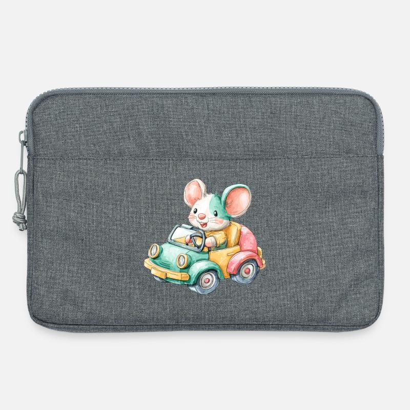 Bunte Maus im Spielzeugauto - Laptoptasche 13" - Grau meliert