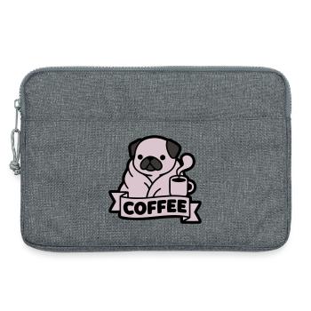 Bannière du Café du Matin du Carlin - Sacoche pour ordinateur portable 13 pouces - gris chiné - Devant