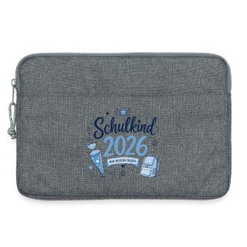 Schulkind 2026 - Einschulung - Laptoptasche 13" - Grau meliert - Vorne