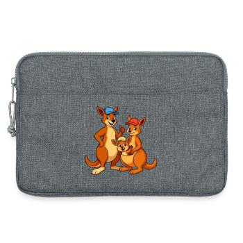 Kangaroo Family Cartoon - Laptop bag 13" - heather grey - Front