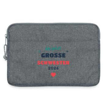 Einschulung 2026 Schwester - Schulkind Geschenk Sc - Laptoptasche 13" - Grau meliert - Vorne