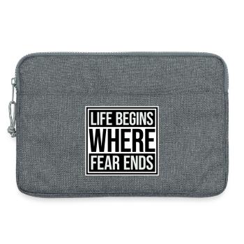 Life Begins Where Fear Ends Motivierend Zitat Logo - Laptoptasche 13" - Grau meliert - Vorne