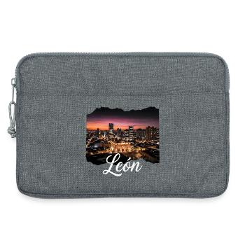 León Stadt bei Nacht - Laptoptasche 13" - Grau meliert - Vorne