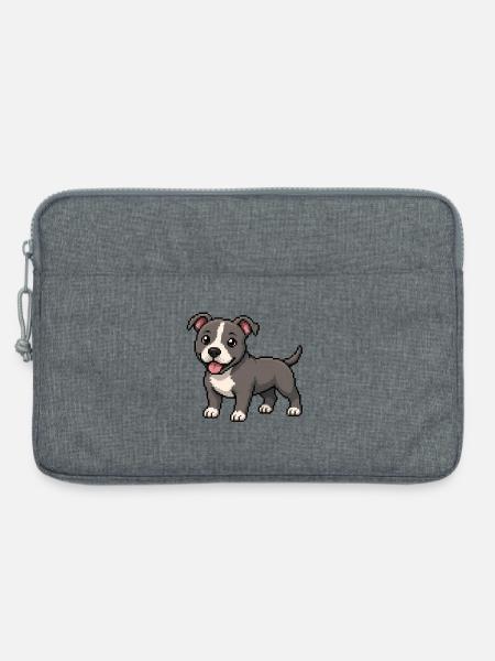 Süßer Pitbull – Retro Pixel Art Hund - Laptoptasche 13" - Grau meliert