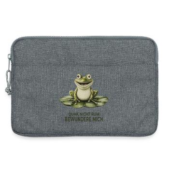 Quak nicht rum – Lustiger Frosch Spruch - Laptoptasche 13" - Grau meliert - Vorne