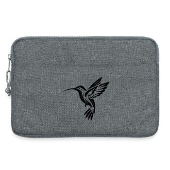 Schwarzer Kolibri Minimalistisch - Laptoptasche 13" - Grau meliert - Vorne
