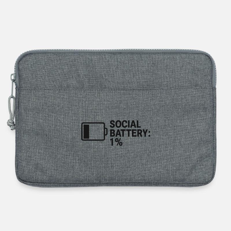 Social Battery – 1% Left - Laptoptasche 13" - Grau meliert