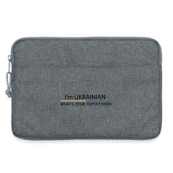 Ich bin Ukrainer, was ist deine Superkraft? - Laptoptasche 13" - Grau meliert - Vorne