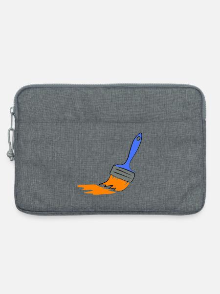 Künstlerischer Pinsel-Applikation - Laptoptasche 13" - Grau meliert