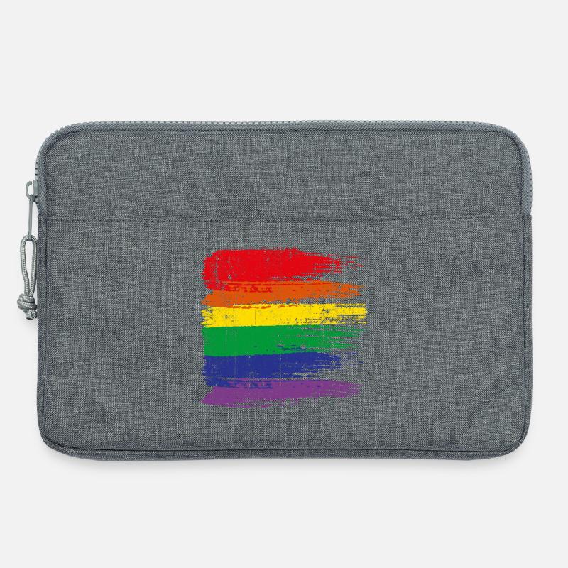 Regenbogen-Pinselstrich Pride - Laptoptasche 13" - Grau meliert