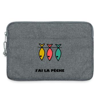 J'AI LA PÊCHE. HUMOUR. JE PEUX PAS. PÊCHE. POISSON - Sacoche pour ordinateur portable 13 pouces - gris chiné - Devant
