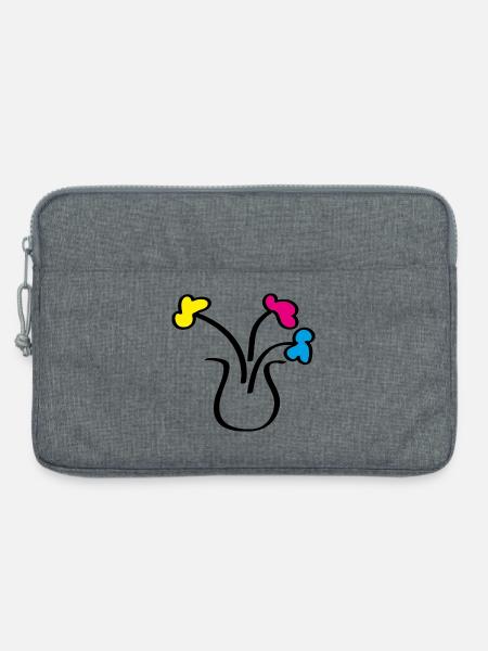 Abstrakte Zeichnung Blumen in einer Vase - Laptoptasche 13" - Grau meliert