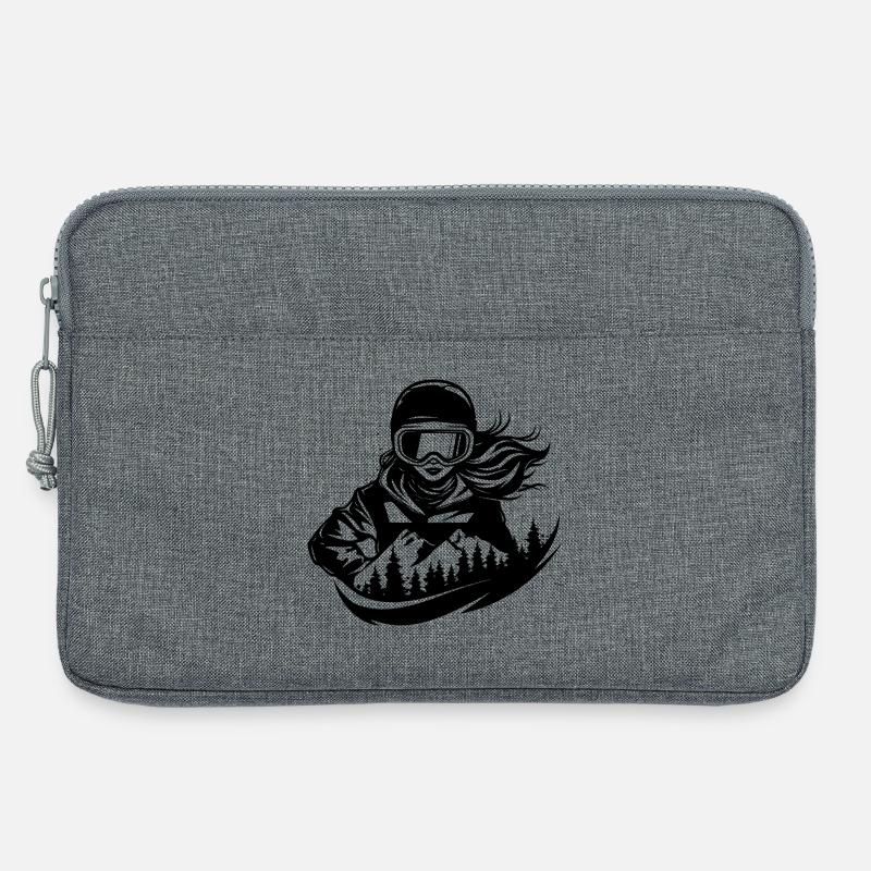Snowboarderin Zeichnung - Laptoptasche 13" - Grau meliert