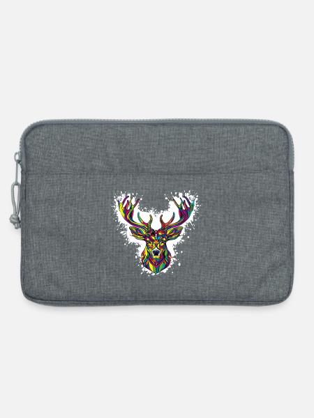 Hirschkopf   - Laptoptasche 13" - Grau meliert