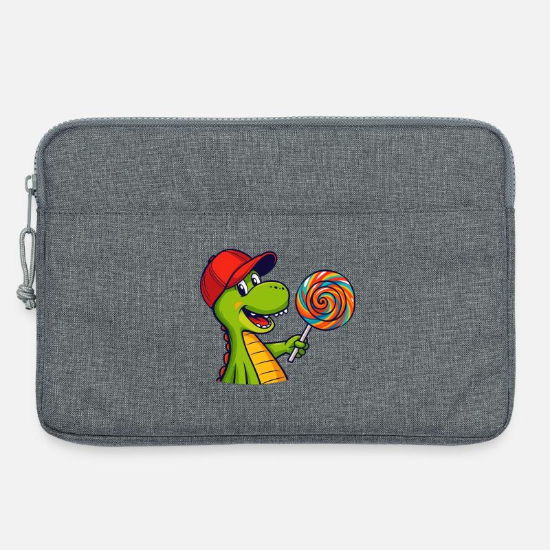 Bunter_Dinosaur_mit_Lutscher - Laptoptasche 13" - Grau meliert