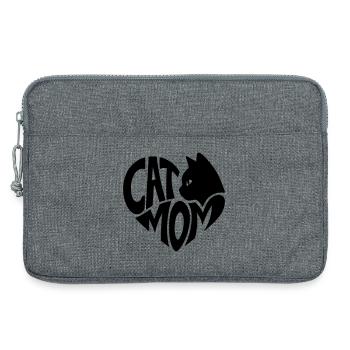 Cat Mom, Katzenmama Herz mit schwarzer Katze - Laptoptasche 13" - Grau meliert - Vorne