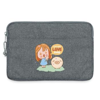 I Love Sheep Cartoon Girl - Laptop bag 13" - heather grey - Front