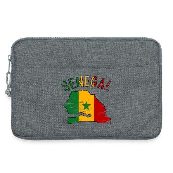 Senegal Flagge Landkarte Silhouette used - Laptoptasche 13" - Grau meliert - Vorne