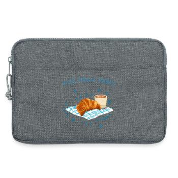 Ein Kuss aus Paris, Frankreich mit Croissant - Laptoptasche 13" - Grau meliert - Vorne