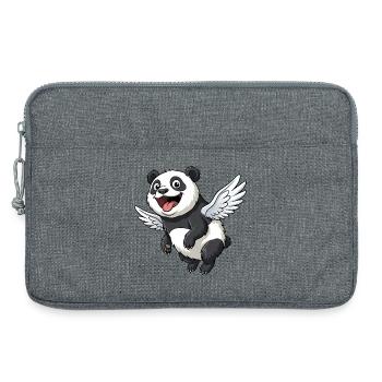 Dessin animé panda mignon avec des ailes - Sacoche pour ordinateur portable 13 pouces - gris chiné - Devant