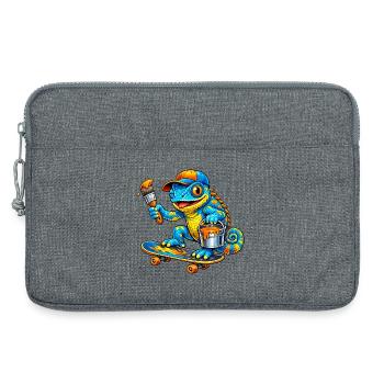 Chameleon on skateboard - Laptop bag 13" - heather grey - Front