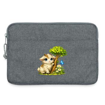 Chèvre câline avec papillon - Sacoche pour ordinateur portable 13 pouces - gris chiné - Devant